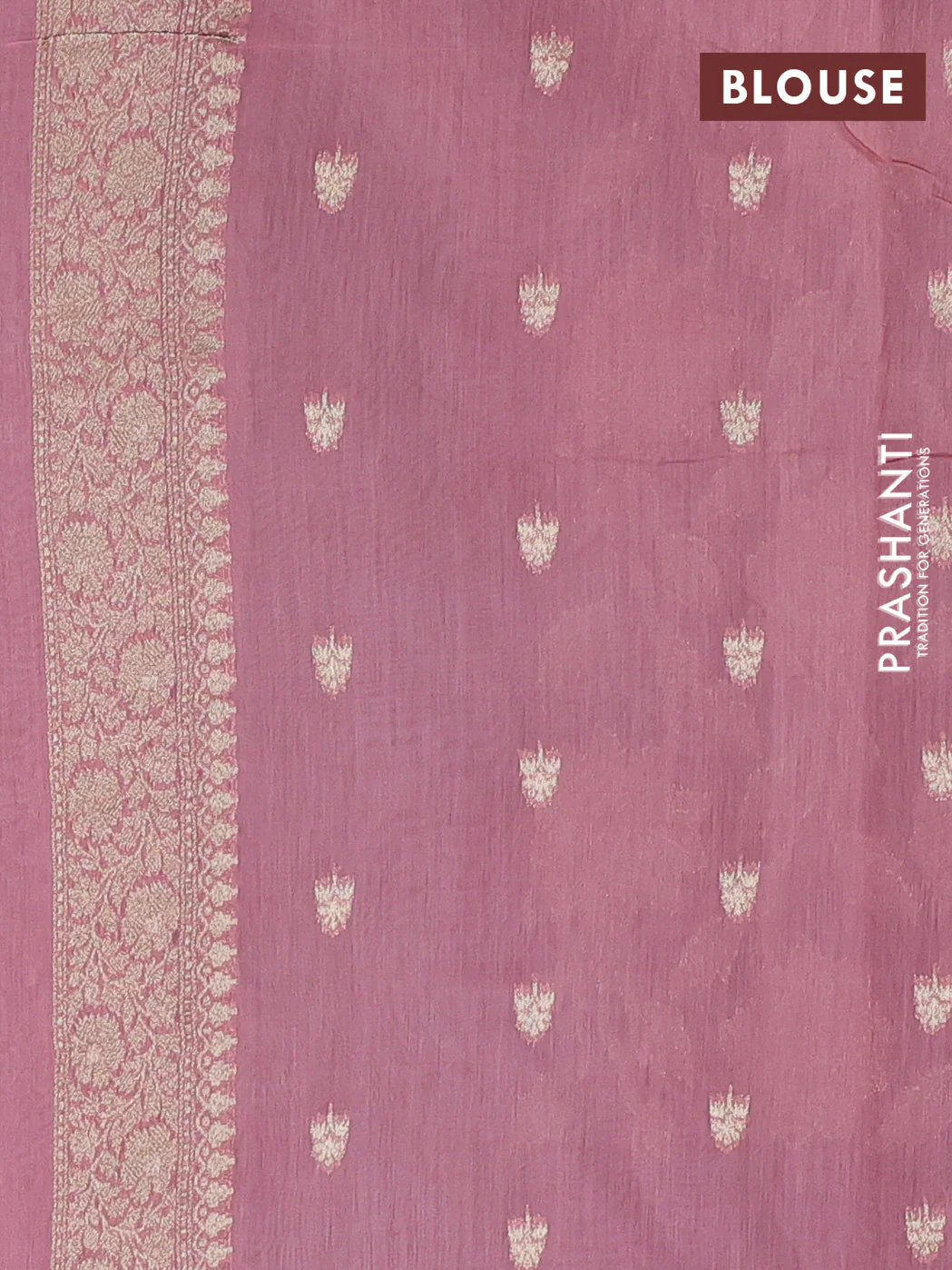 Banarasi silk cotton saree grey and pink with allover zari weaves and zari woven border - Image 3