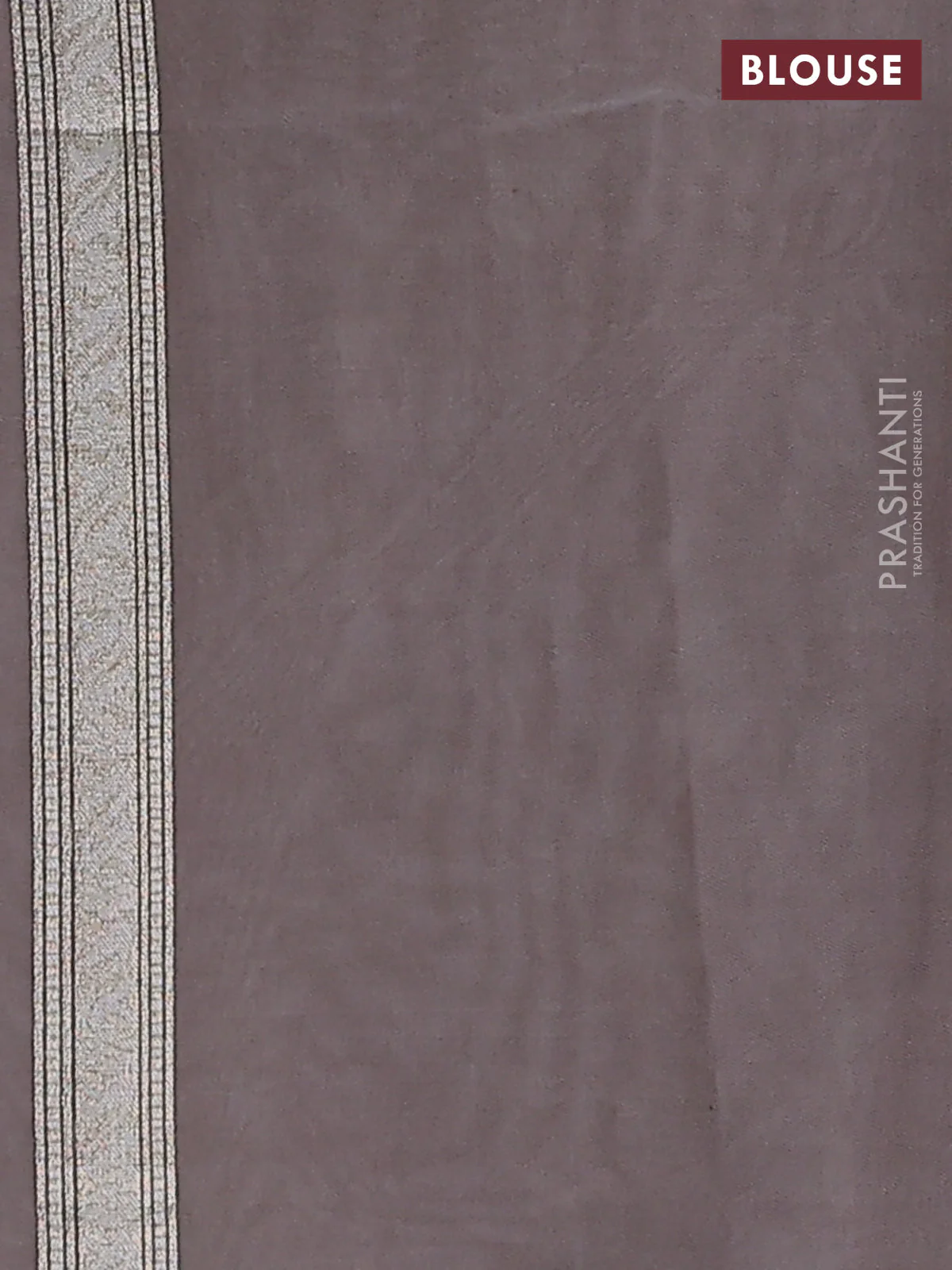 Banarasi silk cotton saree grey with allover thread & zari weaves and zari woven border - Image 3