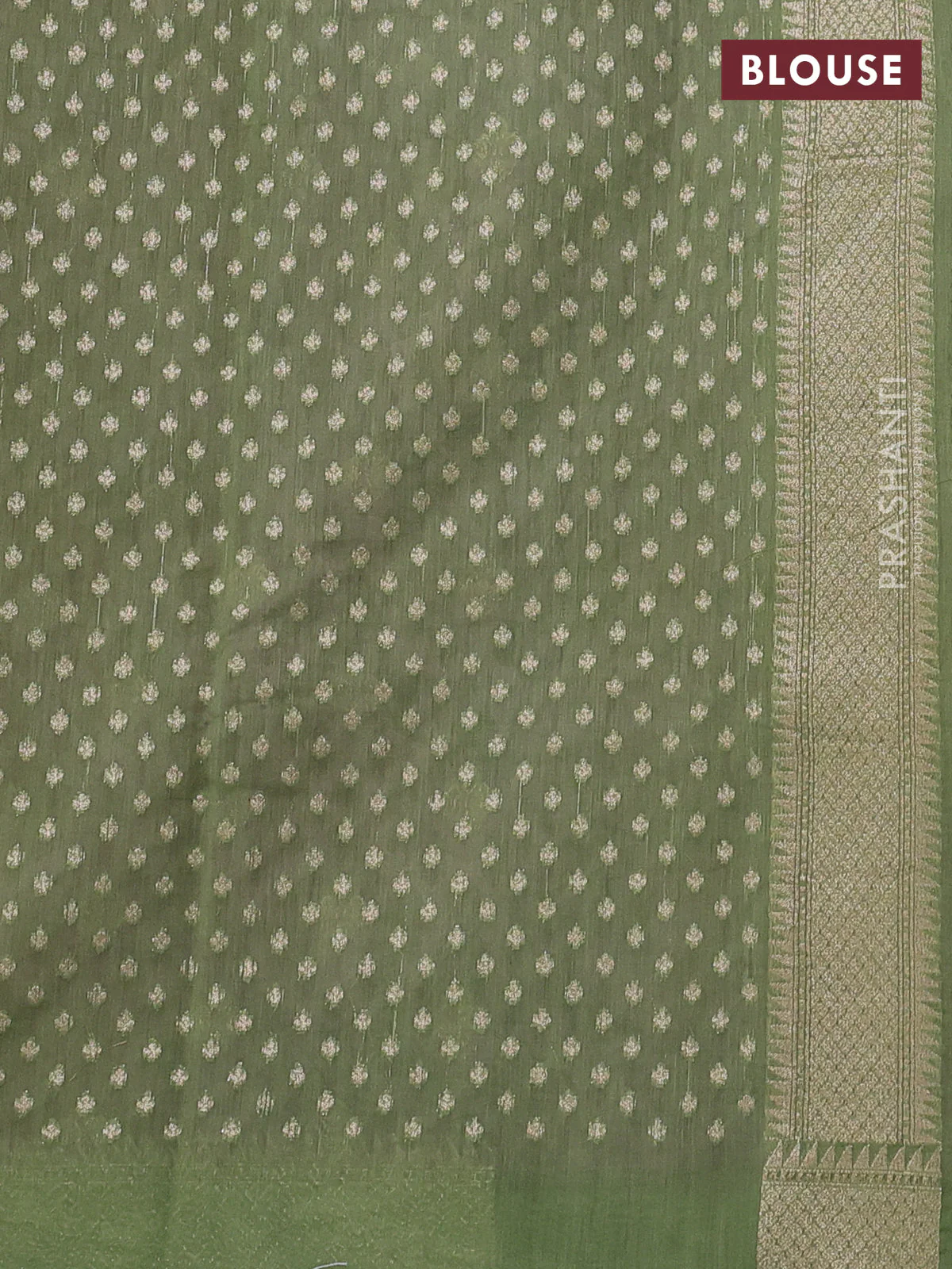 Banarasi silk cotton saree mauve pink and light green with allover thread weaves & zari woven buttas and zari woven border - Image 3
