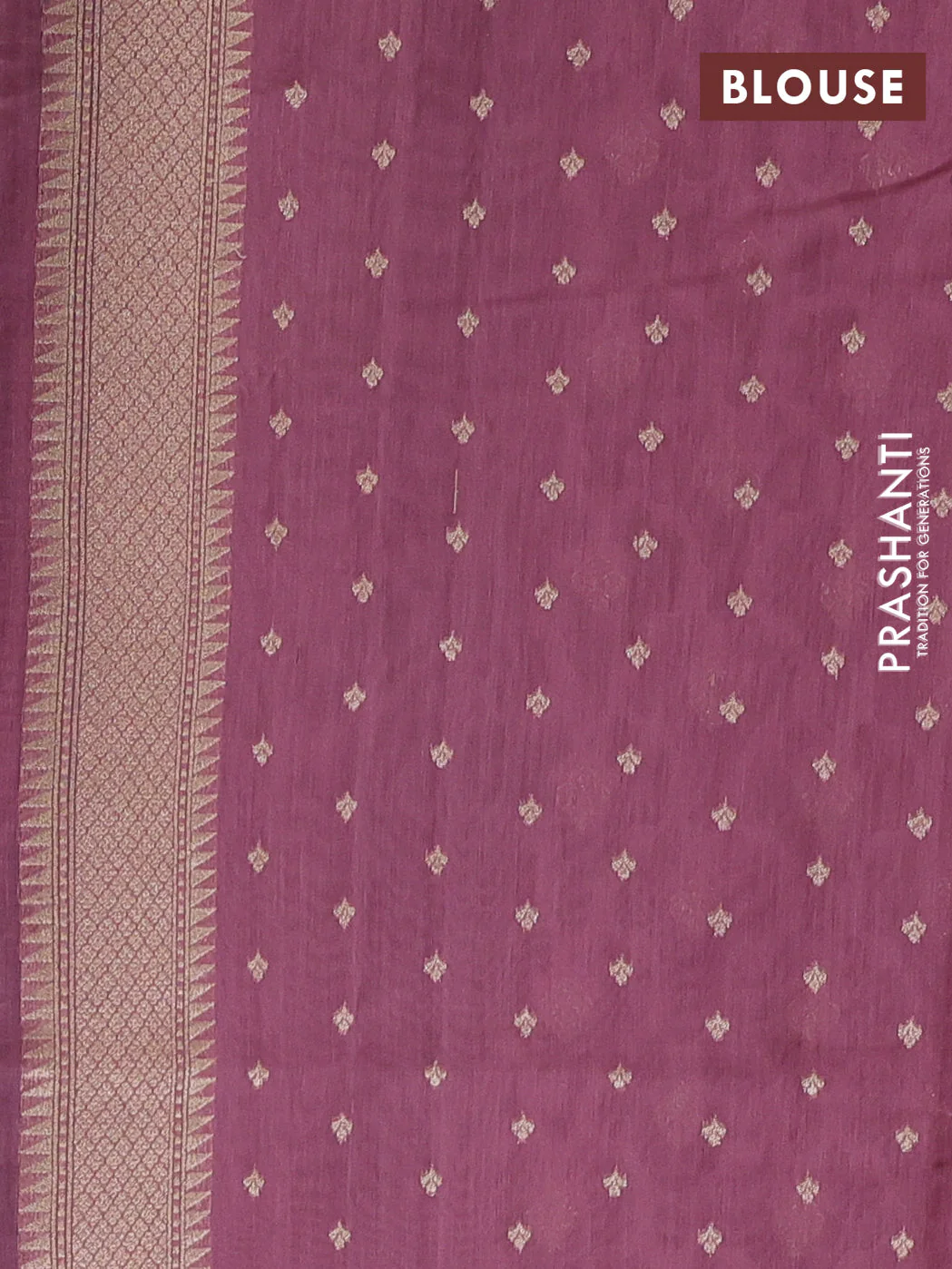 Banarasi silk cotton saree mauve pink with allover thread weaves & zari woven buttas and zari woven border - Image 3