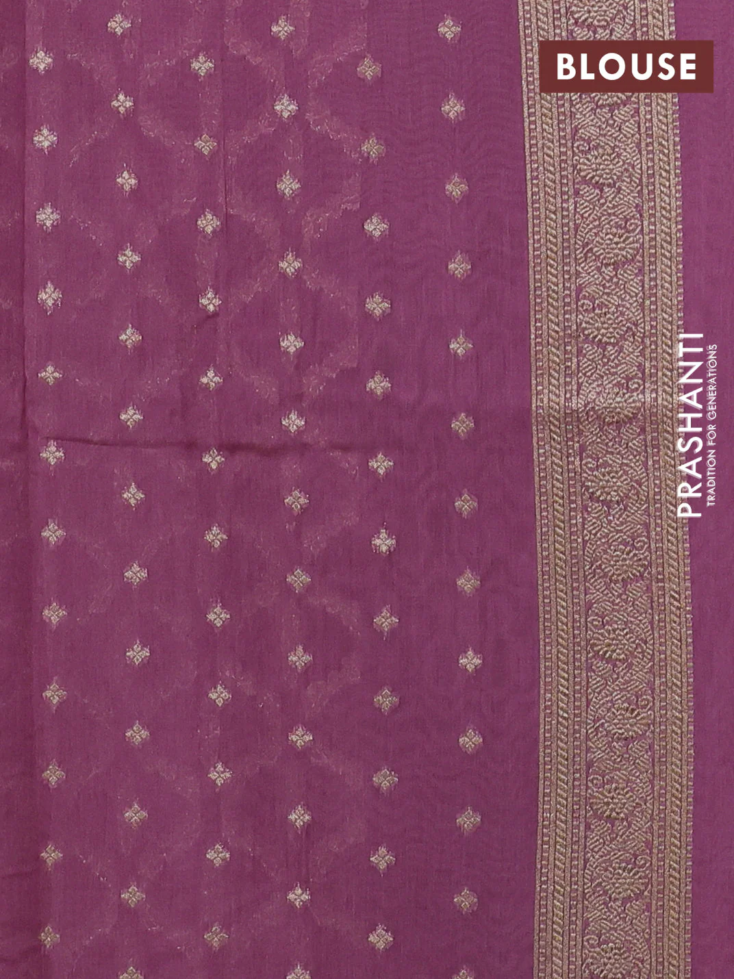 Banarasi silk cotton saree mauve pink with allover zari weaves and zari woven border - Image 3
