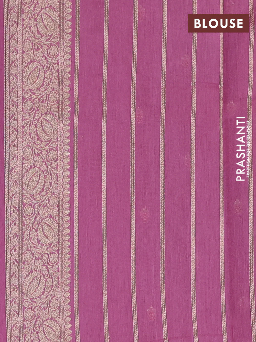 Banarasi silk cotton saree mauve pink with allover zari woven buttas and zari woven border - Image 3