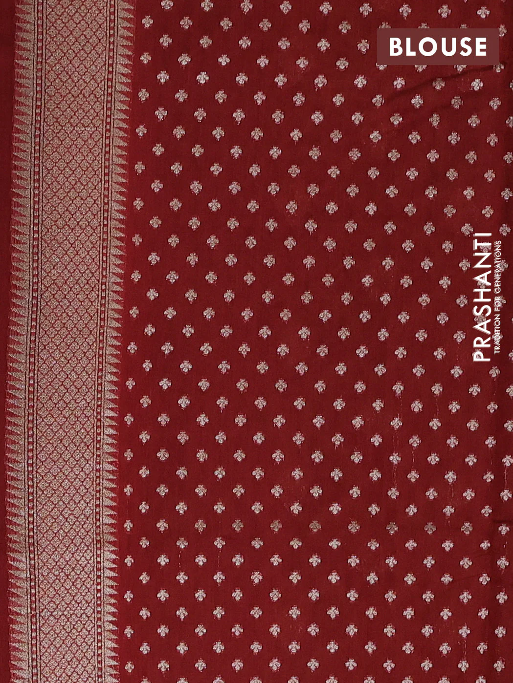 Banarasi silk cotton saree mehendi green and maroon with allover thread weaves & zari woven buttas and zari woven border - Image 3