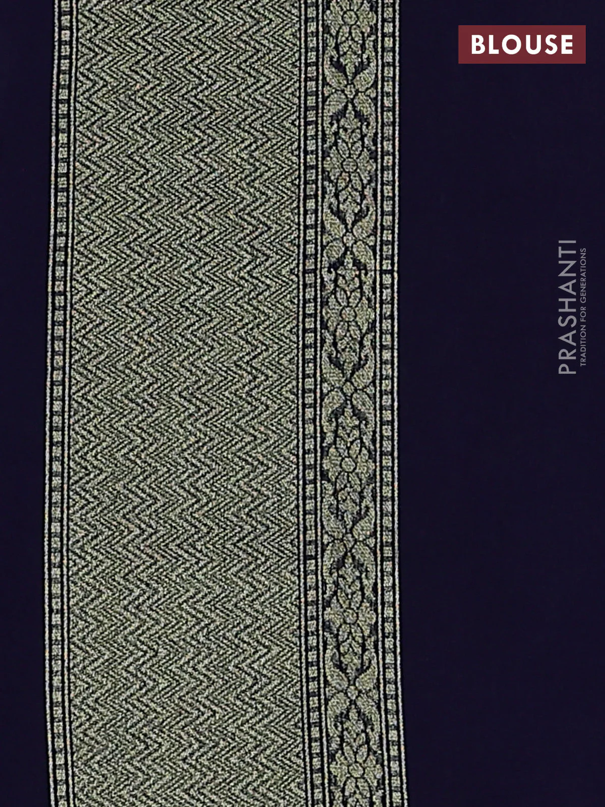 Banarasi silk cotton saree navy blue with allover zari weaves and zari woven border - Image 3