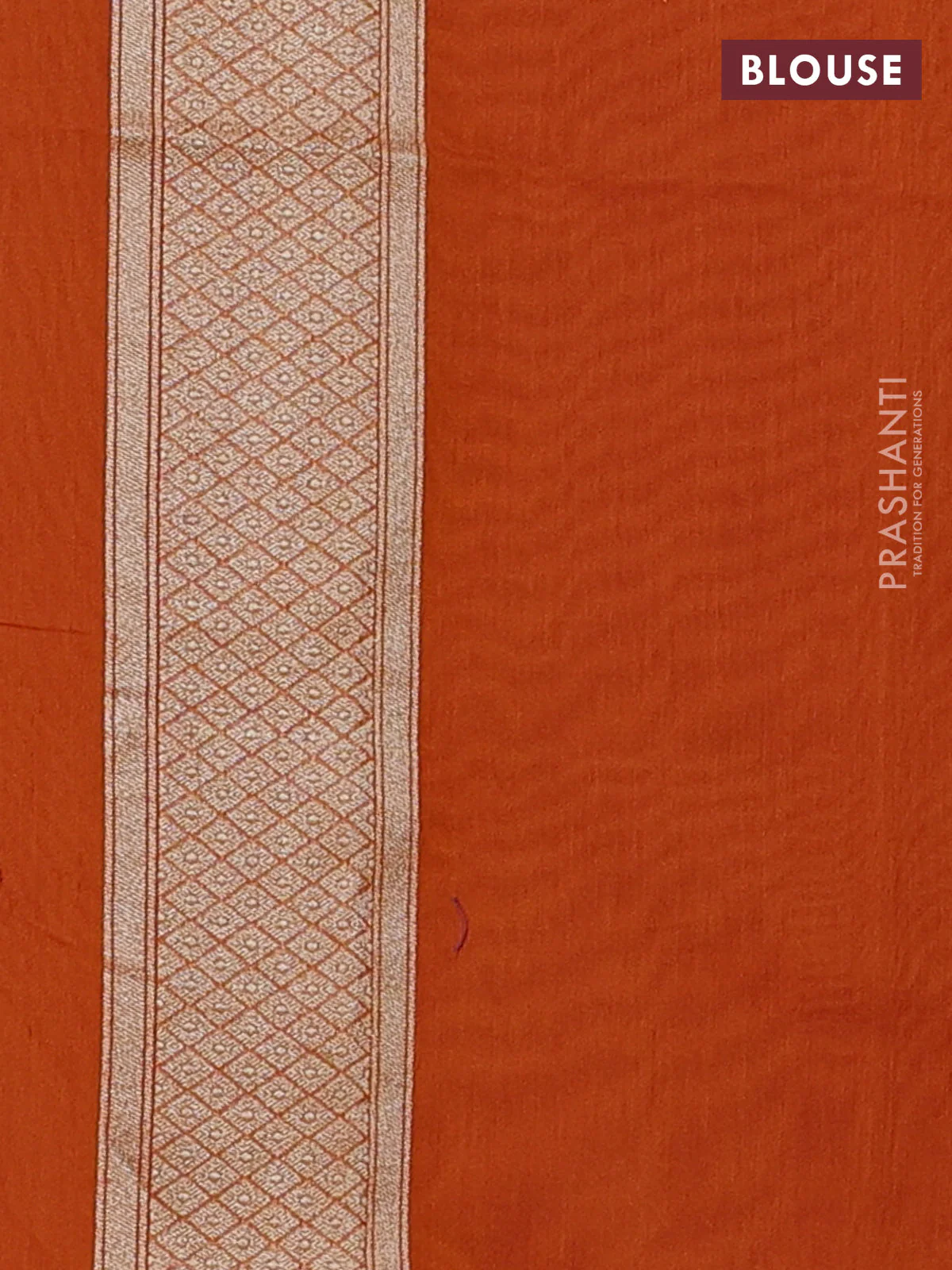 Banarasi silk cotton saree orange with allover floral zari woven buttas and zari woven border - Image 3
