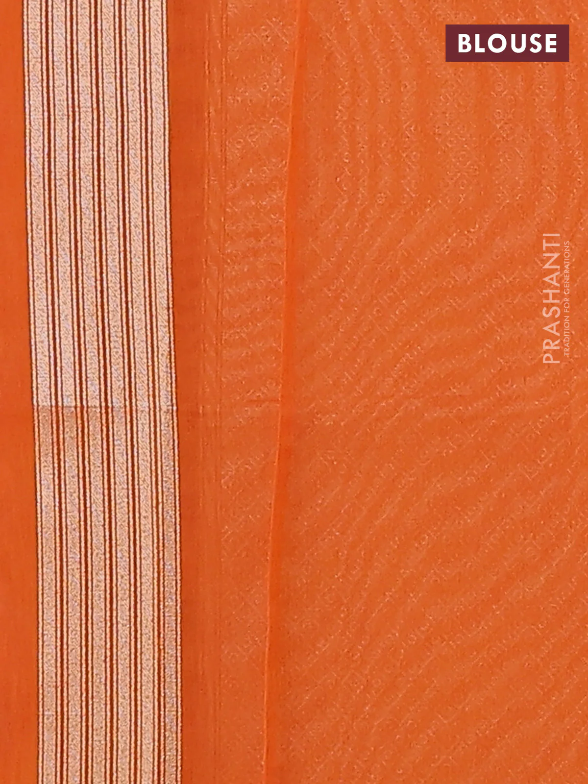 Banarasi silk cotton saree orange with allover zari weaves & thread woven buttas and temple zari woven border - Image 3
