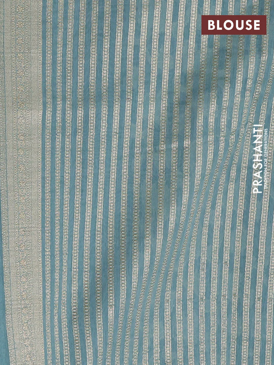Banarasi silk cotton saree pastel blue with allover pichwai zari woven butta weaves and zari woven border - Image 3