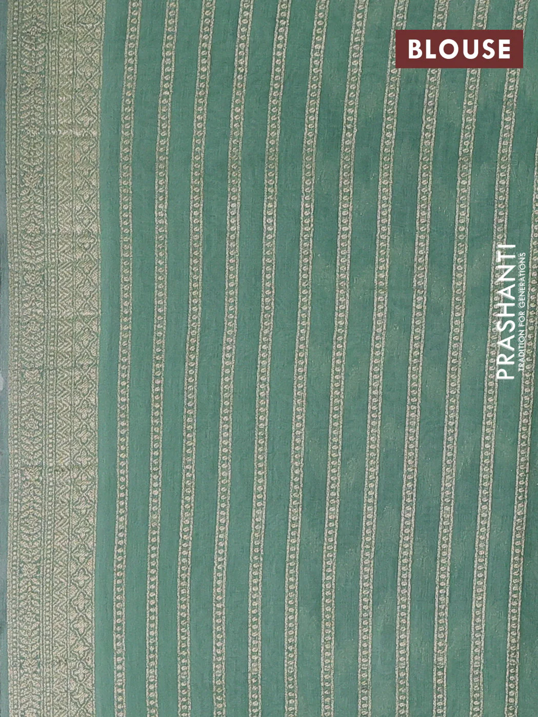 Banarasi silk cotton saree pastel green and green with allover zari weaves and zari woven border - Image 3