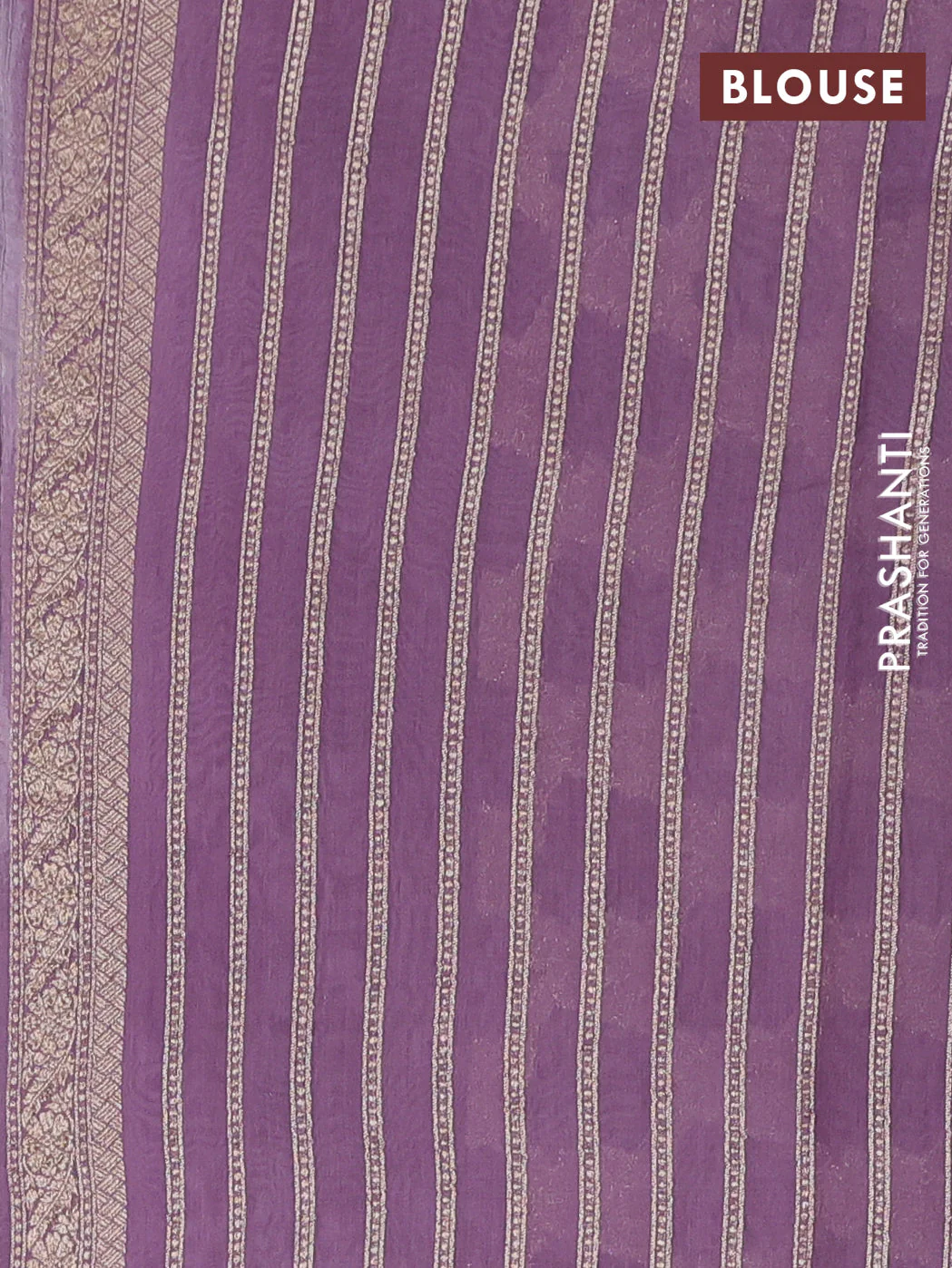 Banarasi silk cotton saree pastel purple with allover zari weaves and zari woven border - Image 3