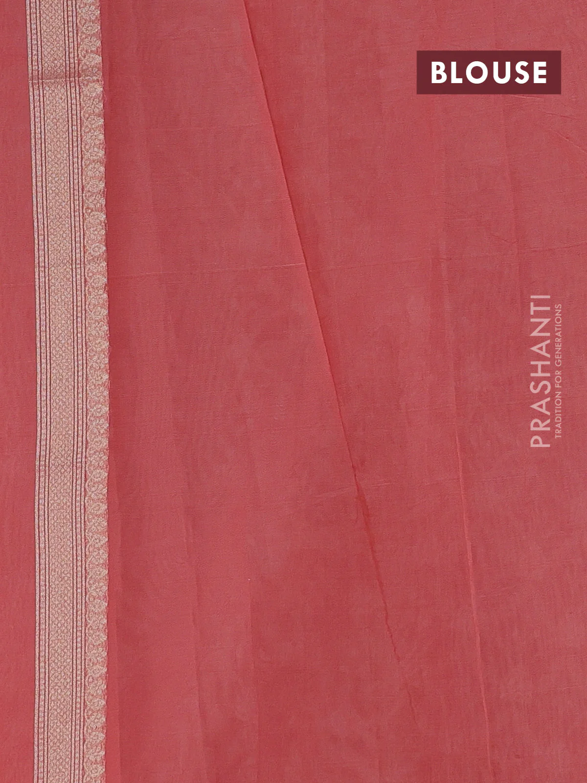 Banarasi silk cotton saree peach pink with allover zari weaves and zari woven border - Image 3