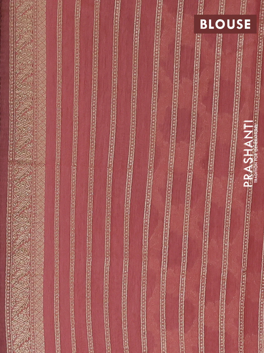 Banarasi silk cotton saree peach pink with allover zari weaves and zari woven border - Image 3