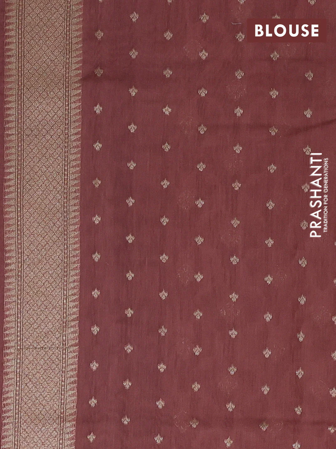 Banarasi silk cotton saree peach shade with allover thread weaves & zari woven buttas and zari woven border - Image 3
