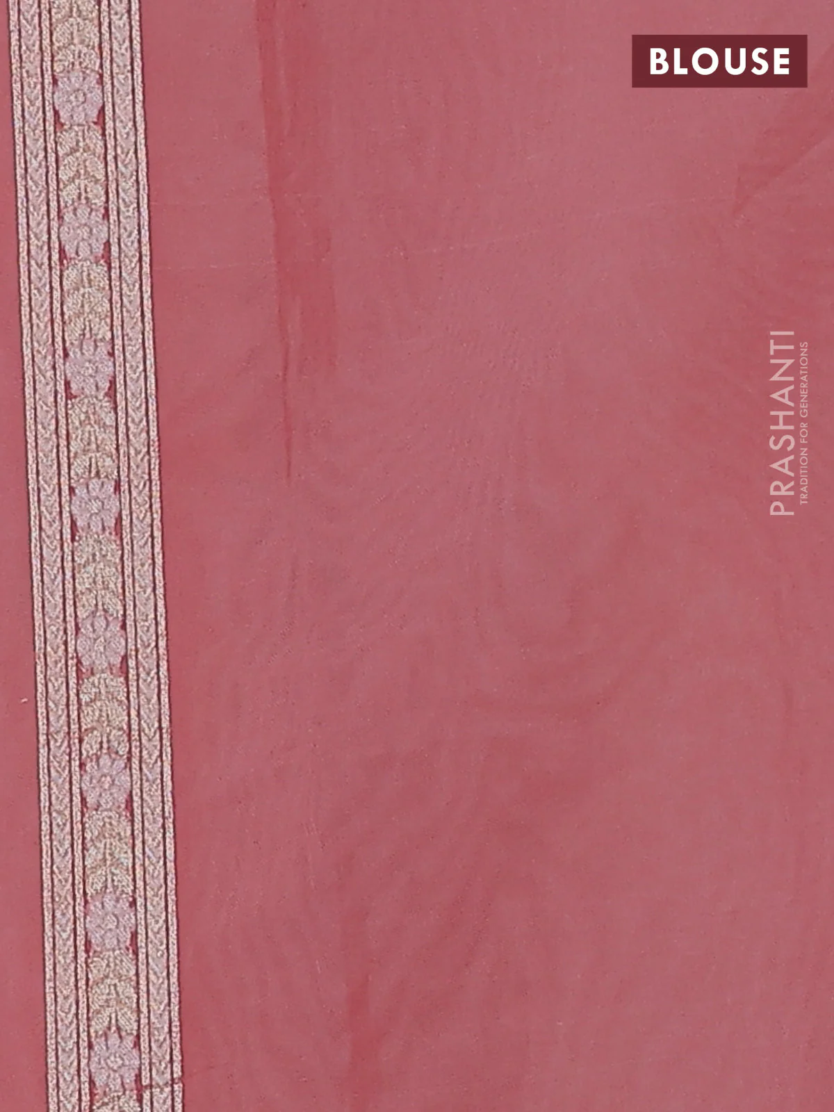 Banarasi silk cotton saree peach shade with allover thread & zari woven buttas and thread & zari woven border - Image 3