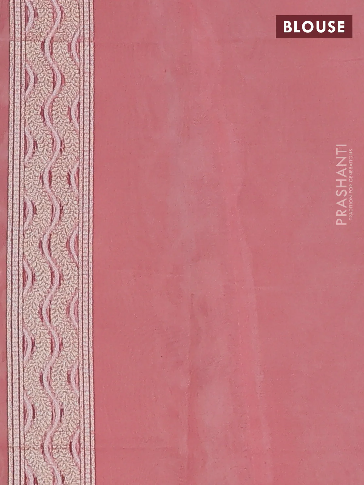 Banarasi silk cotton saree peach shade with allover zari weaves and thread & zari woven border - Image 3