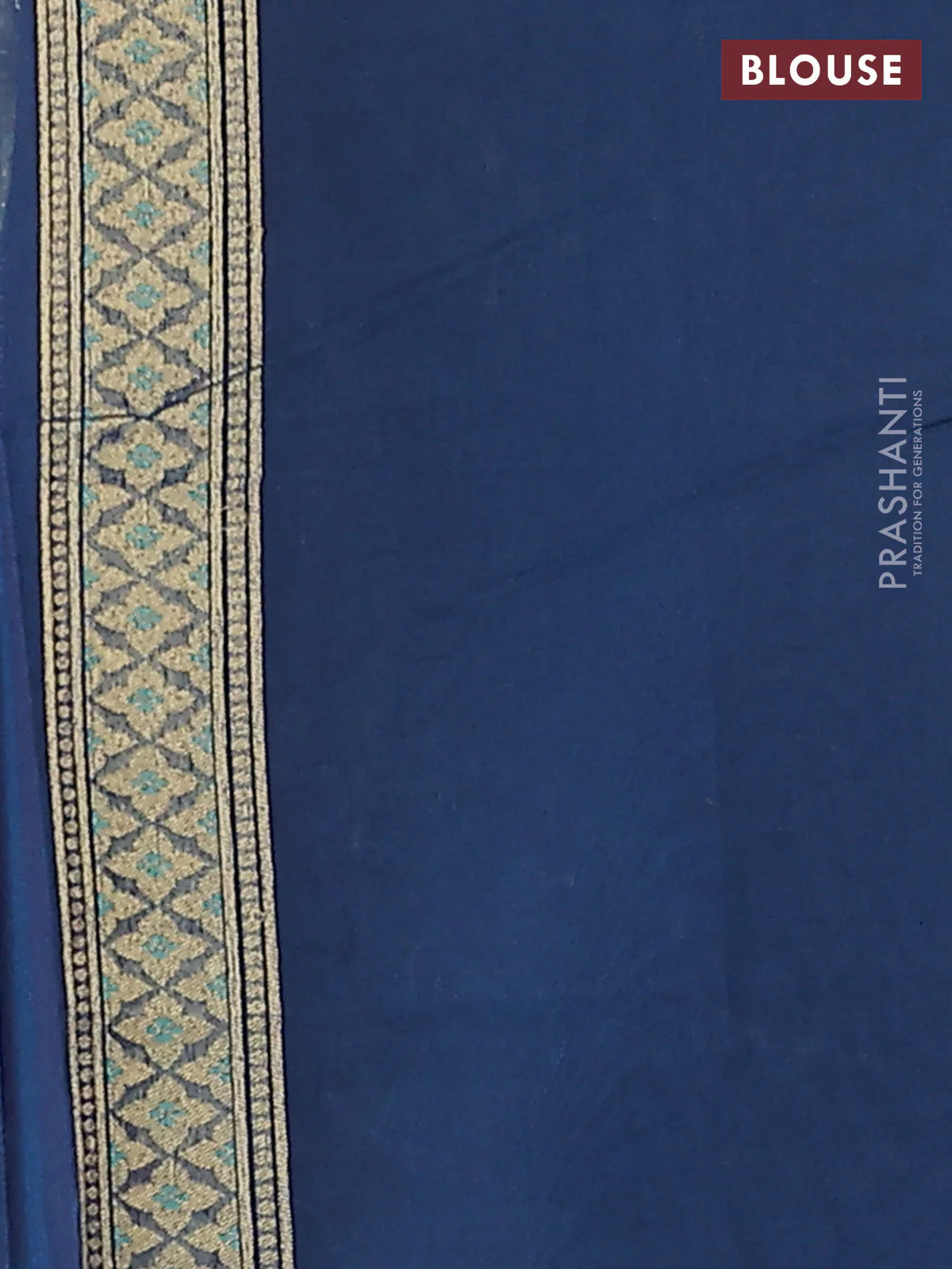 Banarasi silk cotton saree peacock blue with allover thread & zari woven buttas and thread & zari woven border - Image 3