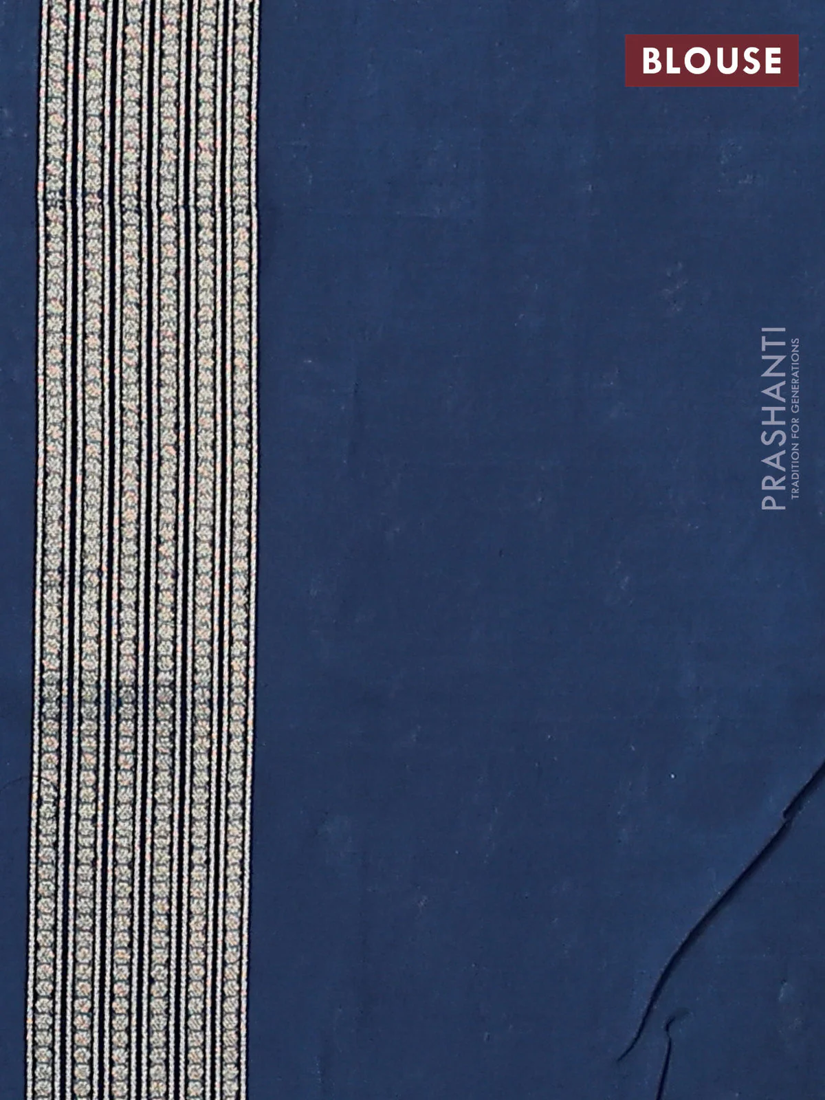 Banarasi silk cotton saree peacock blue with allover zari weaves and temple zari woven border - Image 3