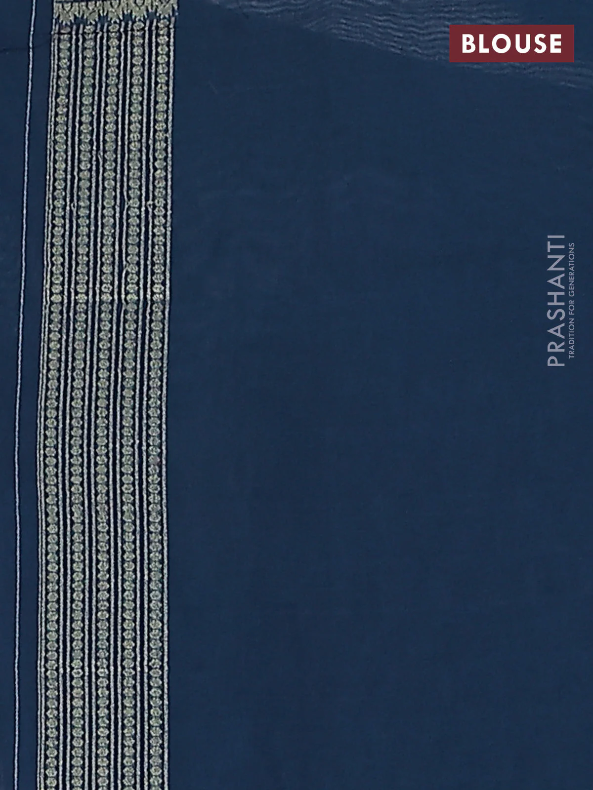 Banarasi silk cotton saree peacock blue with allover zari woven buttas and temple zari woven border - Image 3