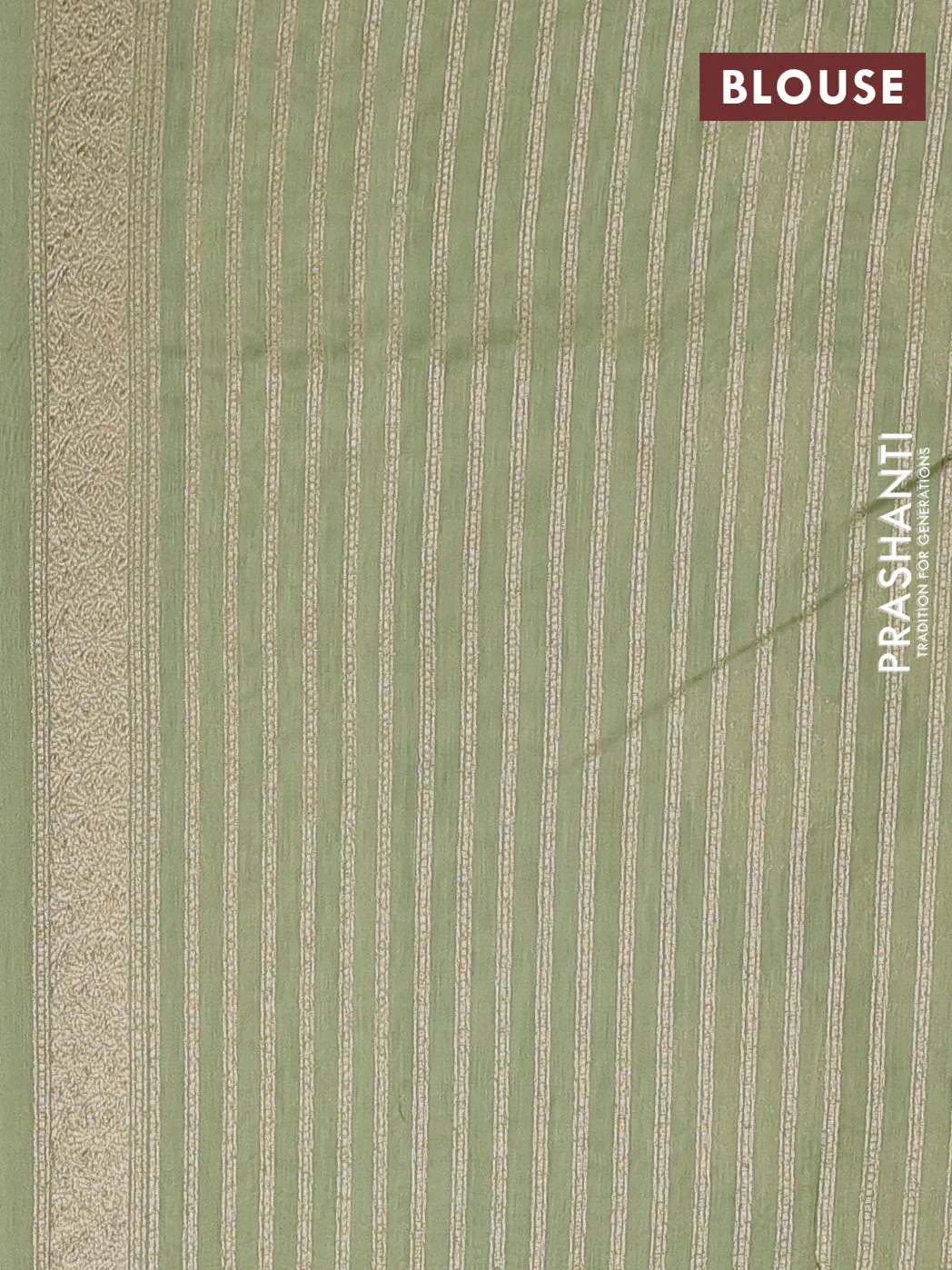 Banarasi silk cotton saree pista green with allover thread & zari woven buttas and woven border - Image 3
