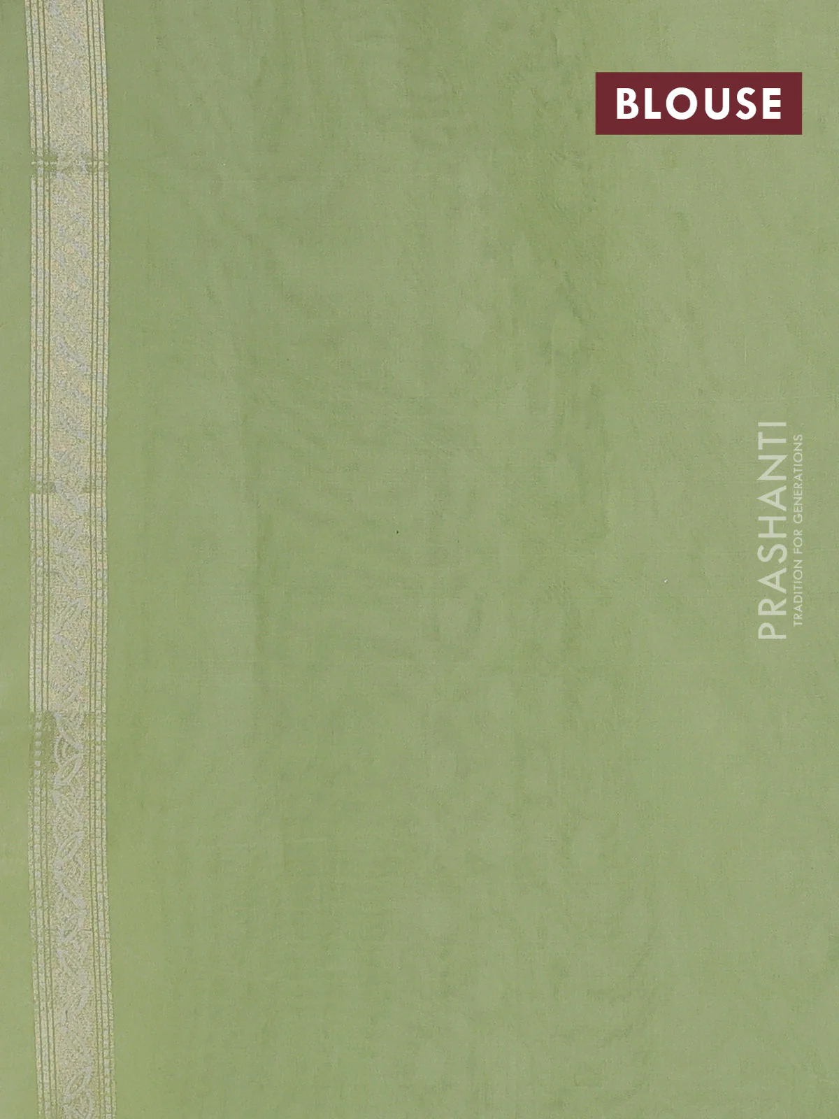 Banarasi silk cotton saree pista green with allover zari weaves and zari woven border - Image 3