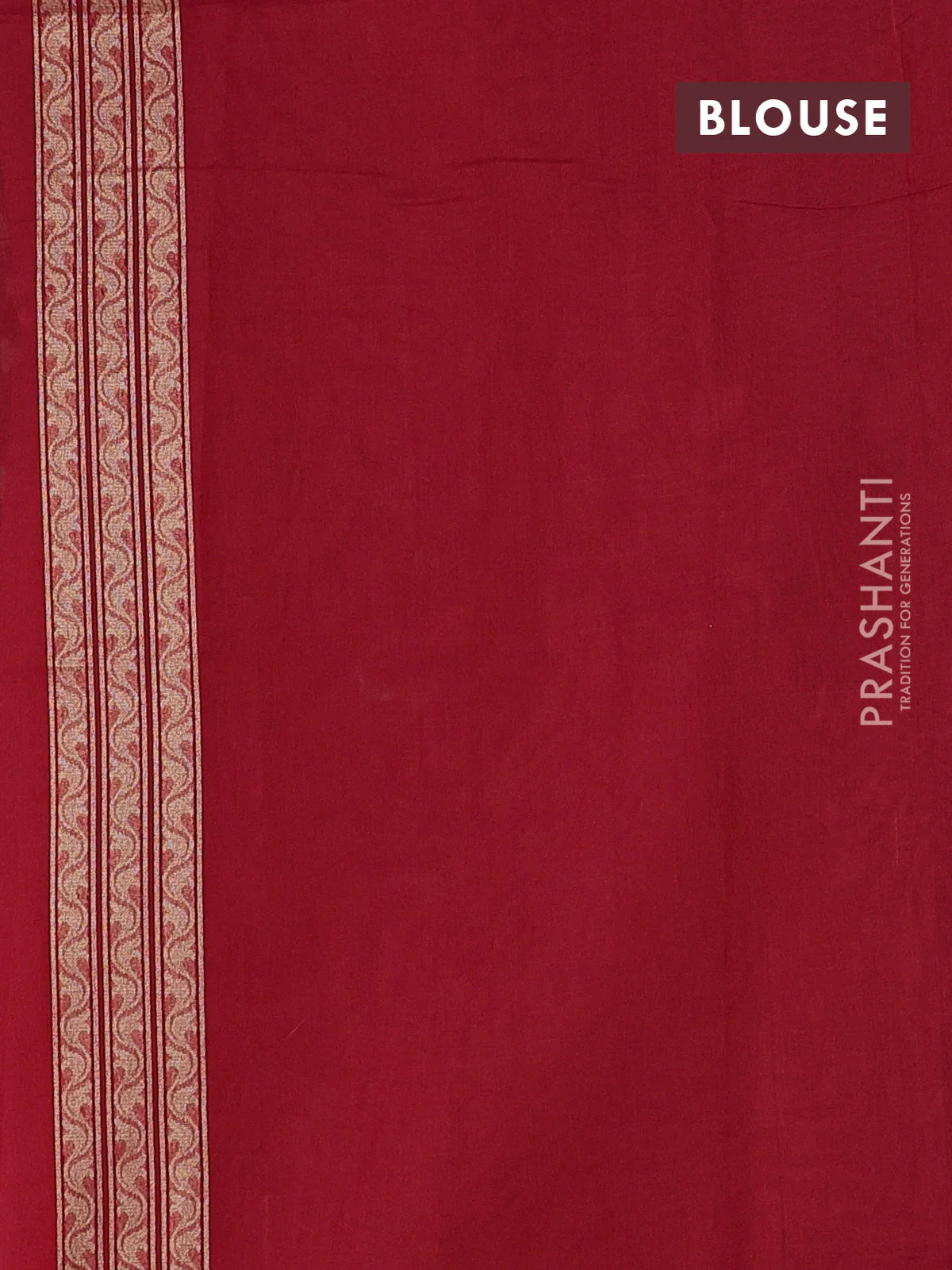 Banarasi silk cotton saree red with allover thread weaves & zari woven buttas and temple zari woven border - Image 3
