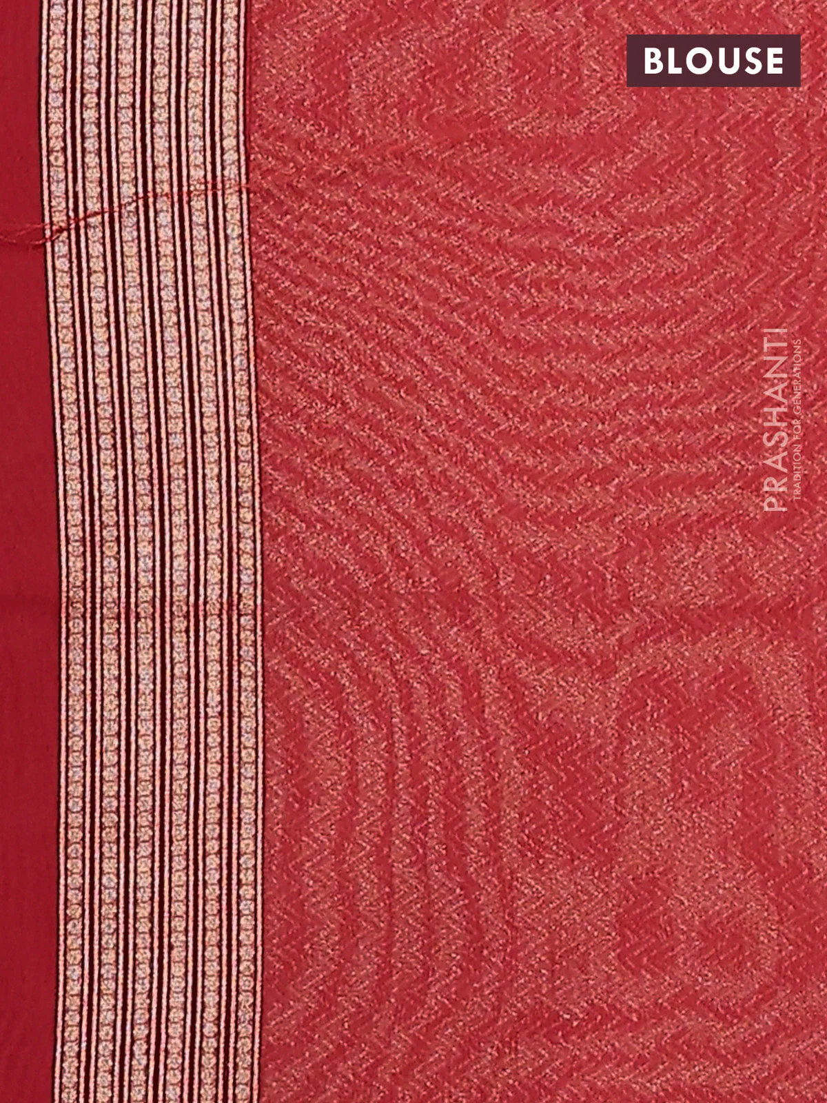 Banarasi silk cotton saree red with allover thread & zari woven buttas and zari woven border - Image 3