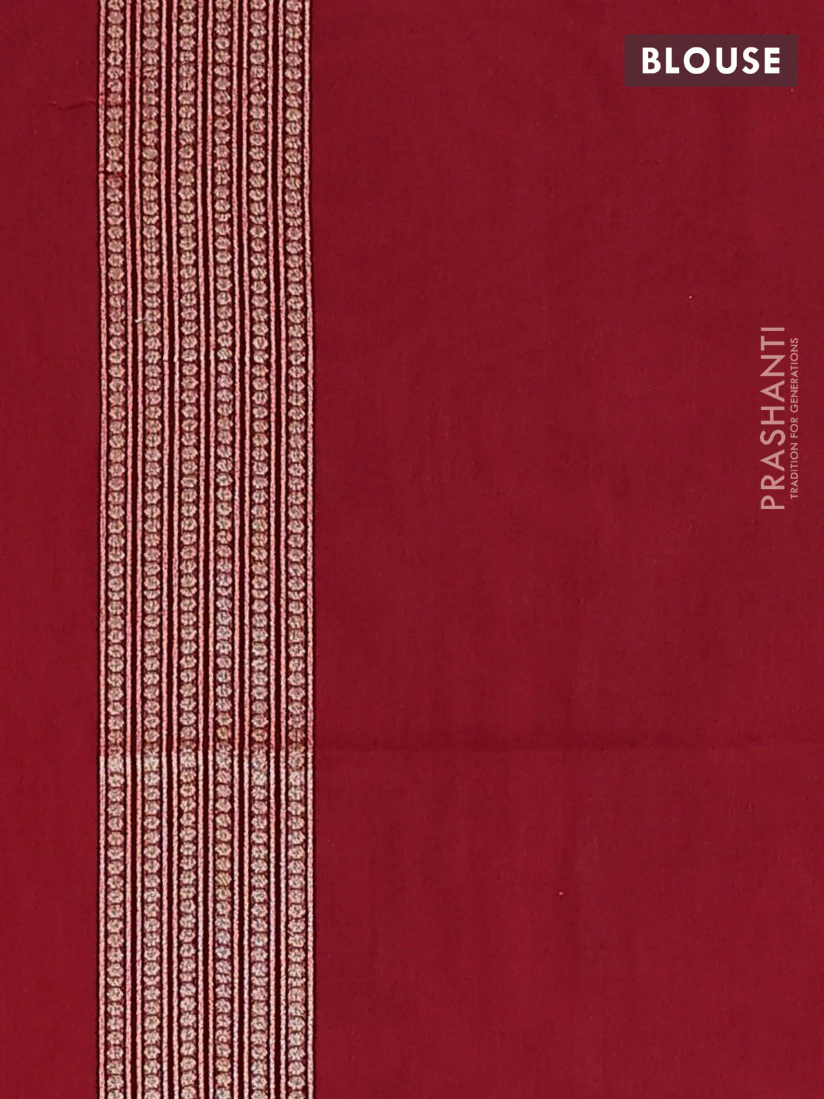 Banarasi silk cotton saree red with allover zari weaves and temple zari woven border - Image 3