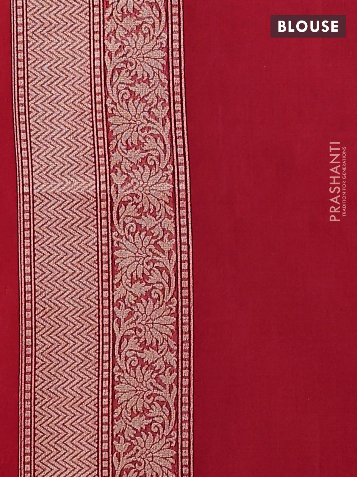 Banarasi silk cotton saree red with allover zari weaves and zari woven border - Image 3