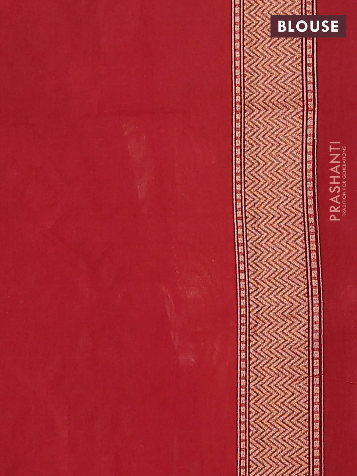 Banarasi silk cotton saree red with allover zari weaves and zari woven border - Image 3
