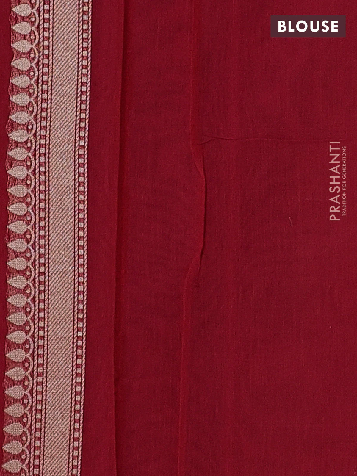 Banarasi silk cotton saree red with allover zari weaves and zari woven border - Image 3