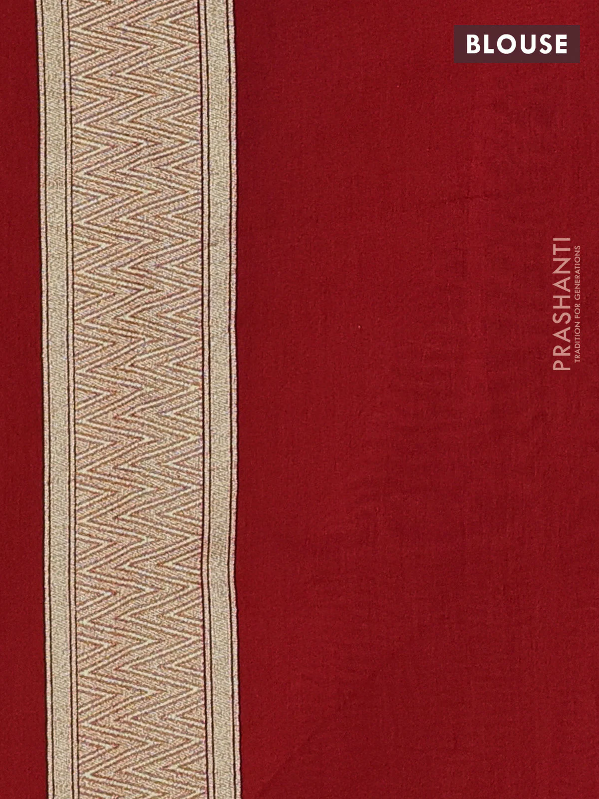 Banarasi silk cotton saree red with allover zari weaves and zari woven border - Image 3
