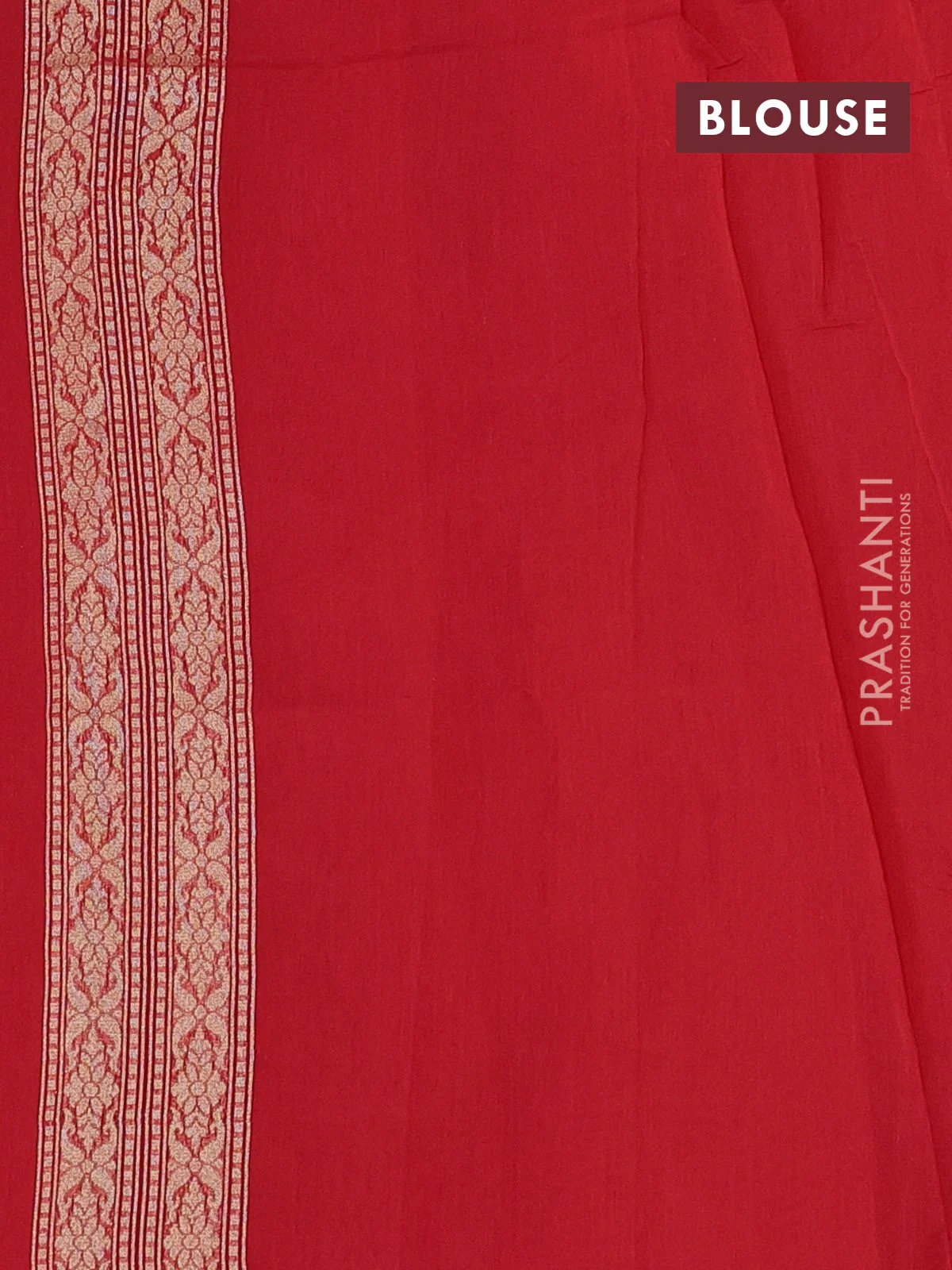 Banarasi silk cotton saree red with allover zari weaves and zari woven border - Image 3