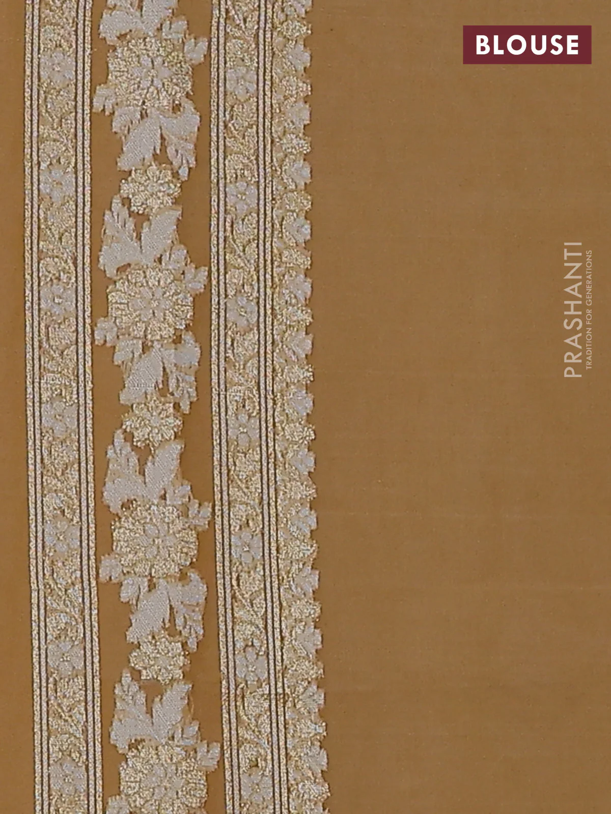 Banarasi silk cotton saree sandal with allover zari weaves and thread & zari woven border - Image 3