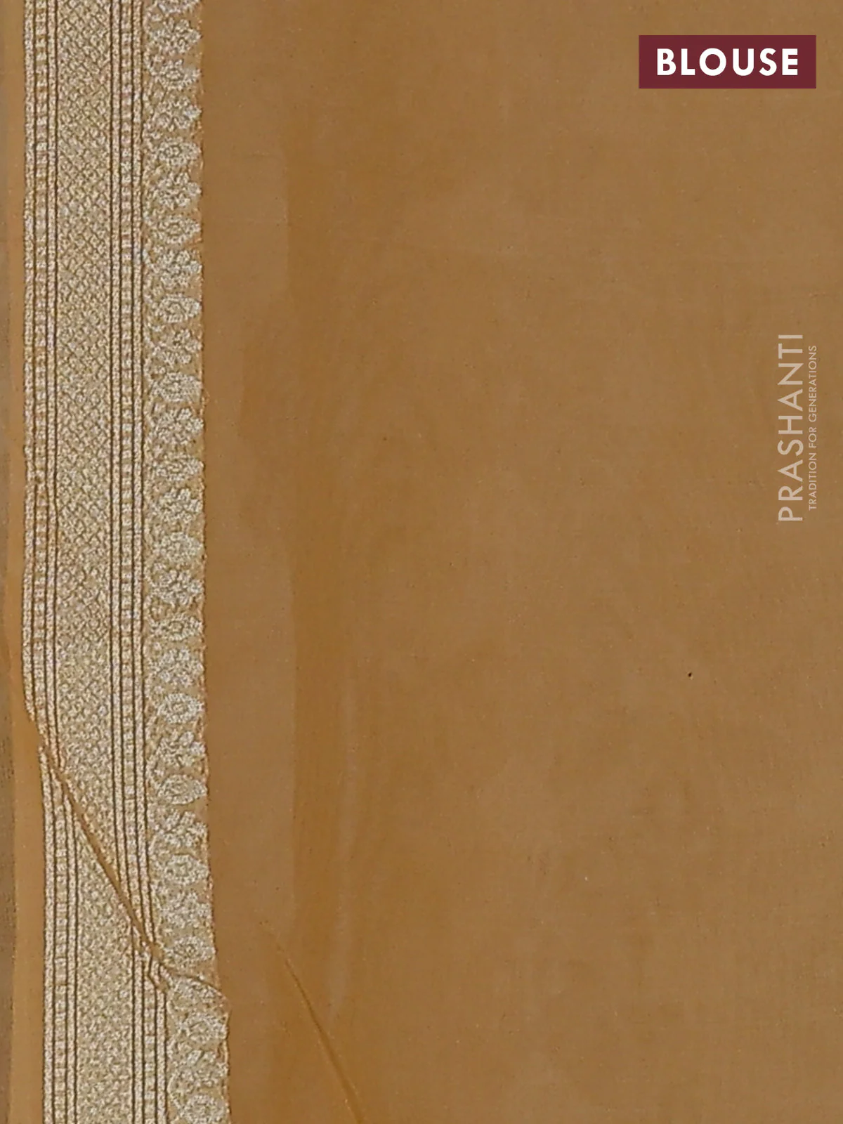 Banarasi silk cotton saree sandal with allover zari weaves and zari woven border - Image 3