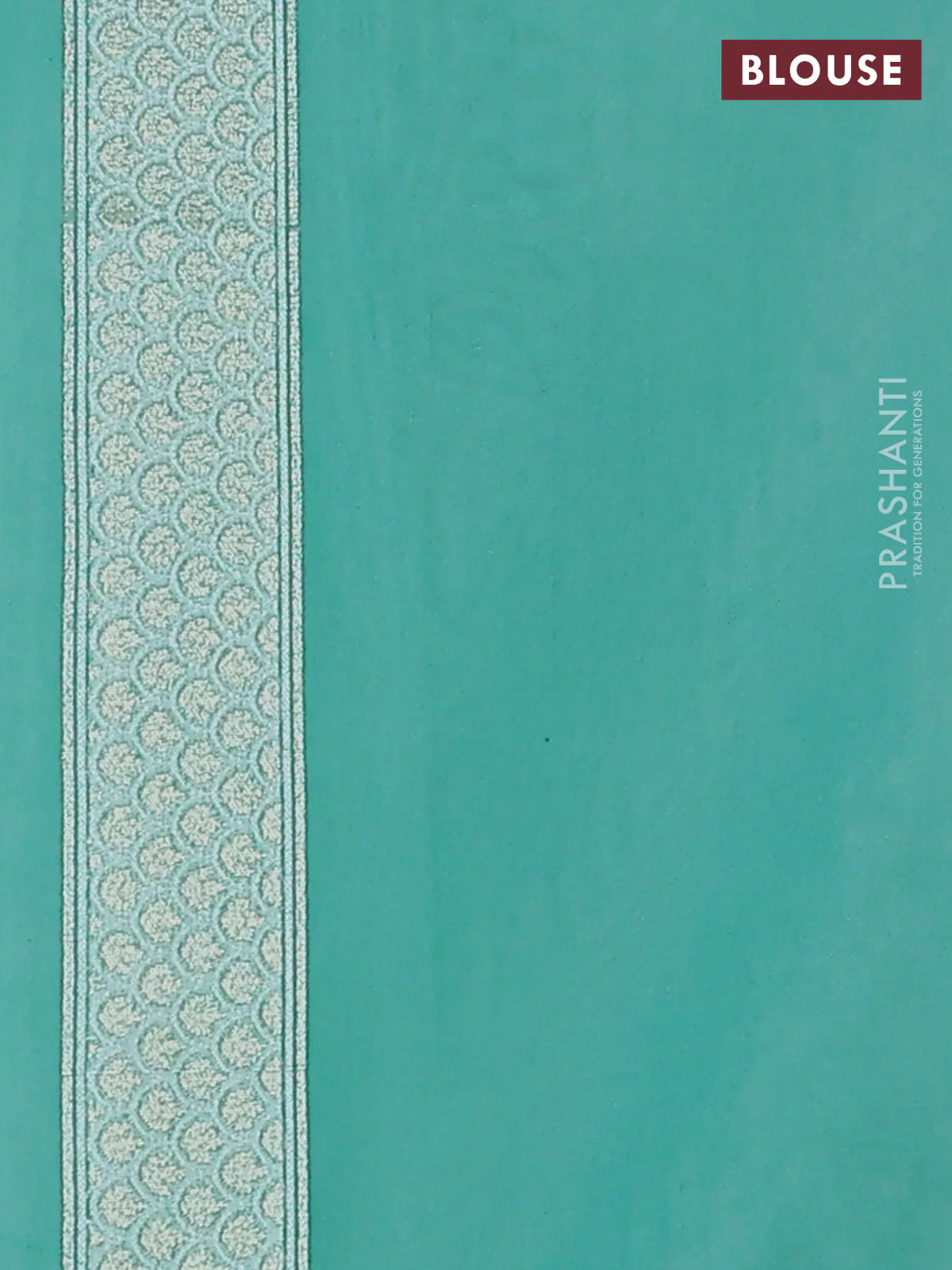 Banarasi silk cotton saree teal blue with allover thread & zari woven buttas and thread & zari woven butta border - Image 3