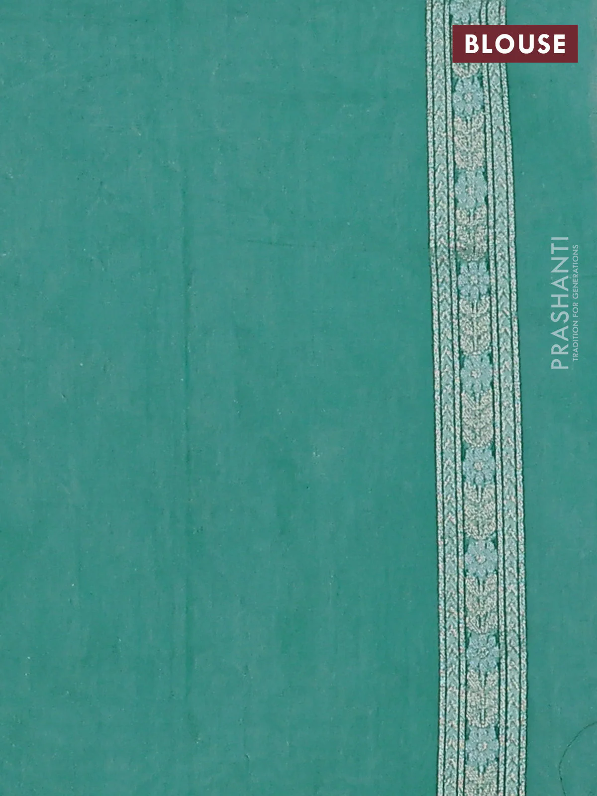 Banarasi silk cotton saree teal blue with allover zari weaves and zari woven border - Image 3