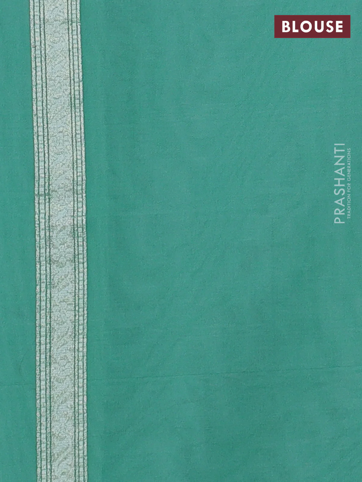 Banarasi silk cotton saree teal green with allover thread & zari weaves and thread & zari woven border - Image 3