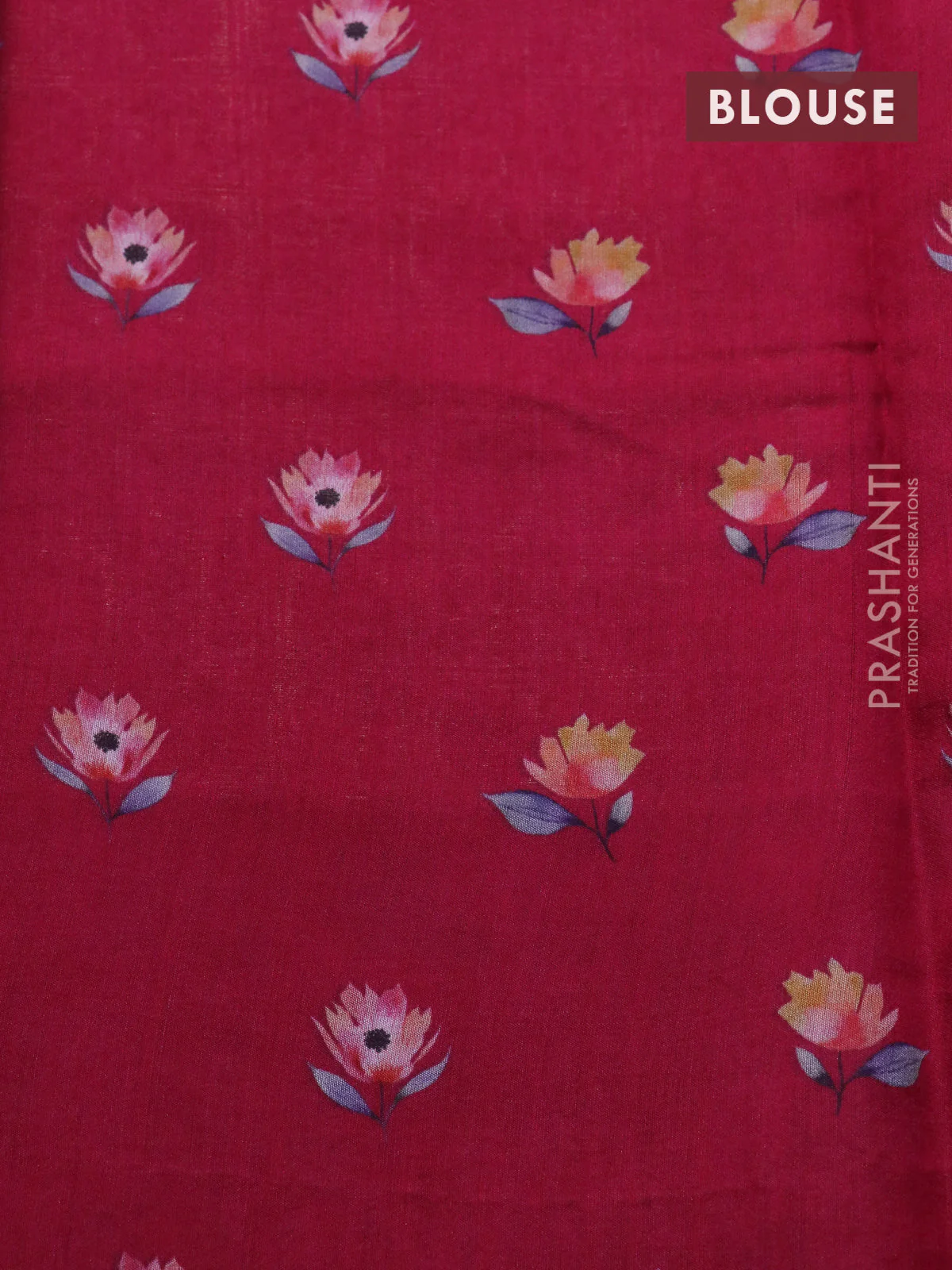Banarasi silk saree dark pink with allover zari woven brocade weaves and floral digital printed border - Image 4