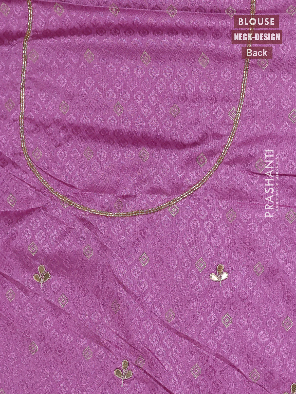 Banarasi silk saree lavender with allover zari woven brocade weaves and zaridosi gotapatti work border - Image 5