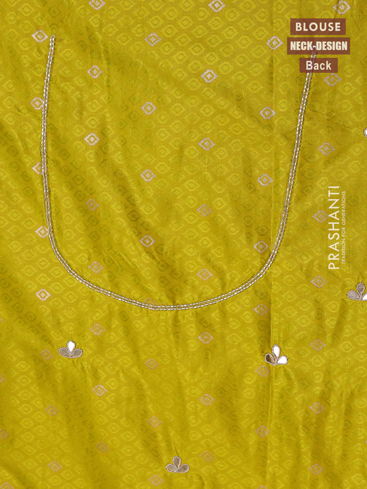 Banarasi silk saree lime yellow with allover zari woven brocade weaves and zaridosi gotapatti work border - Image 5