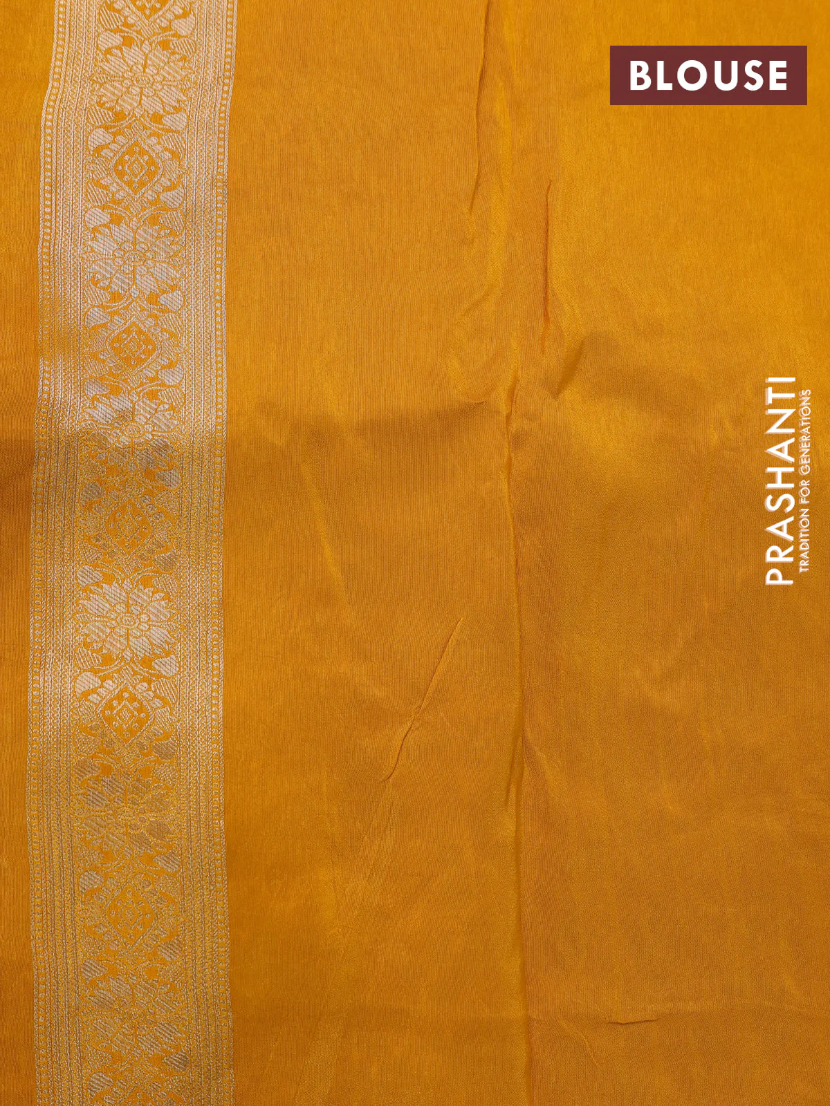 Banarasi silk saree mehendi green and yellow with allover zari weaves and zari woven border - Image 4