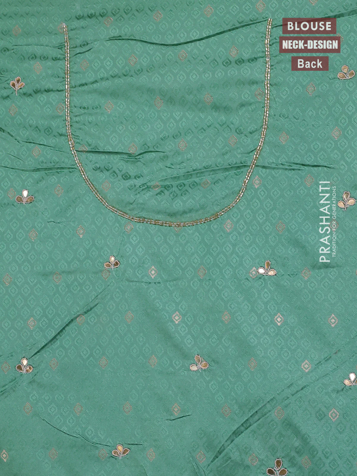 Banarasi silk saree pastel green with allover zari woven brocade weaves and zaridosi gotapatti work border - Image 5