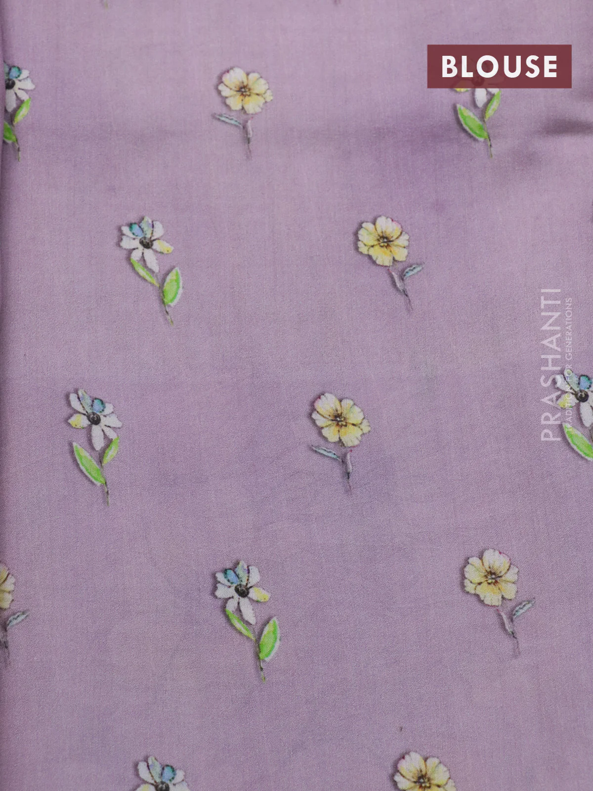 Banarasi silk saree pastel lavender with allover zari woven brocade weaves and floral digital printed border - Image 4