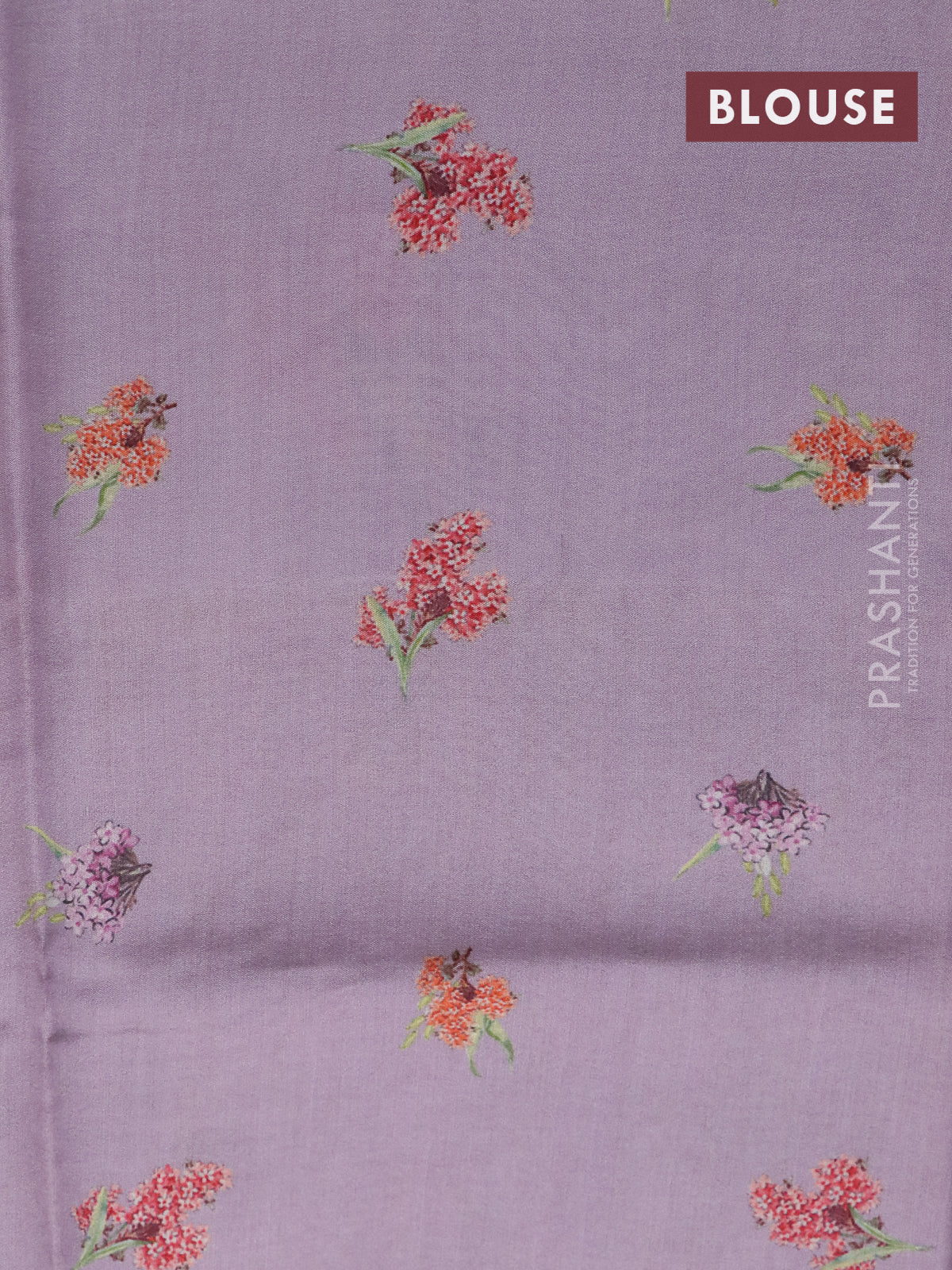 Banarasi silk saree pastel lavender with allover zari woven brocade weaves and floral digital printed border - Image 4