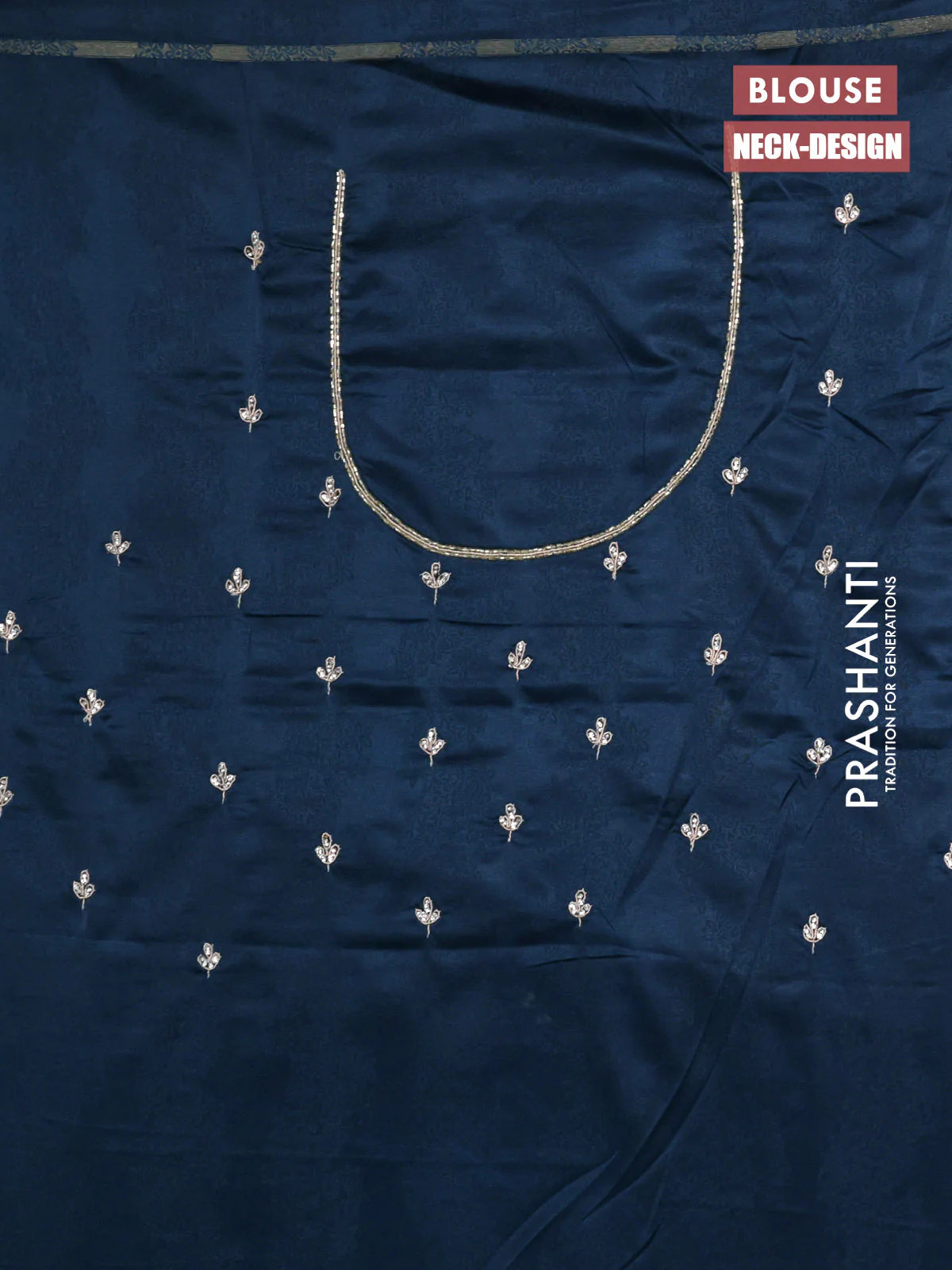 Banarasi silk saree peacock blue with allover zari woven brocade weaves and embroidery mirror work border - Image 5