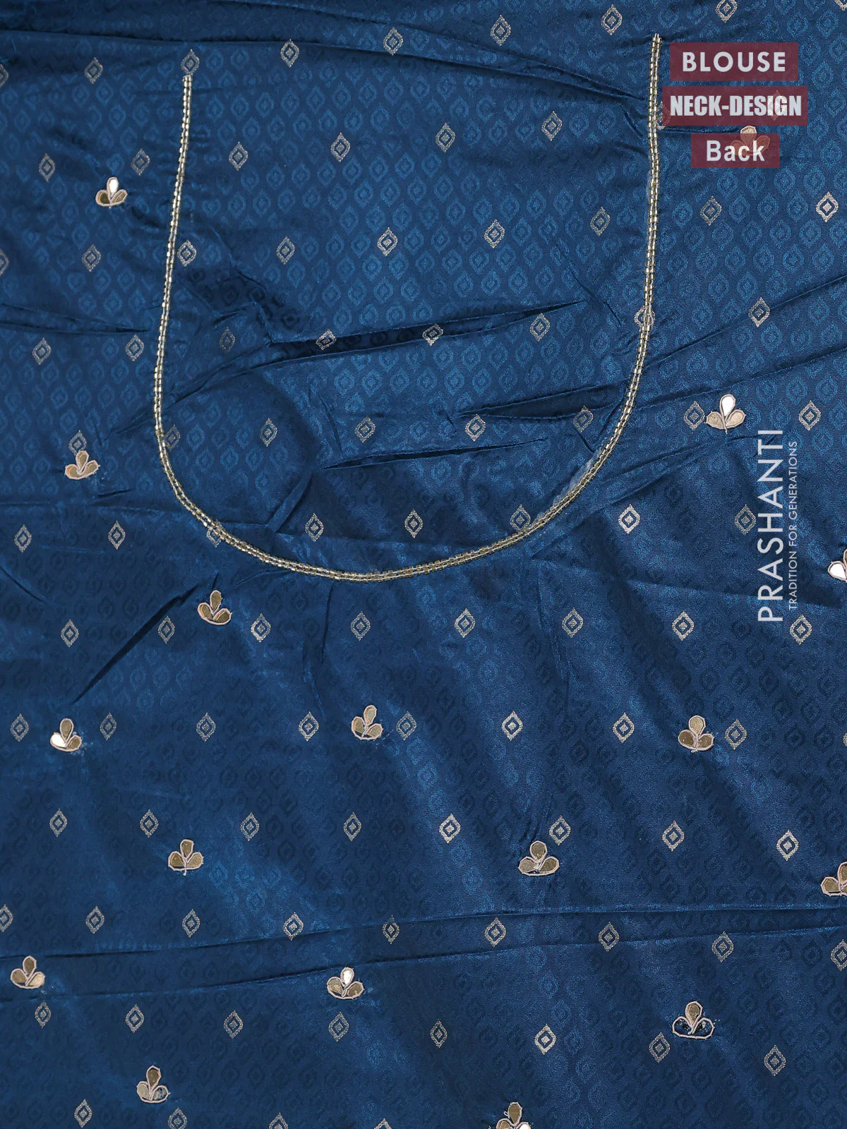 Banarasi silk saree peacock blue with allover zari woven brocade weaves and zaridosi gotapatti work border - Image 5