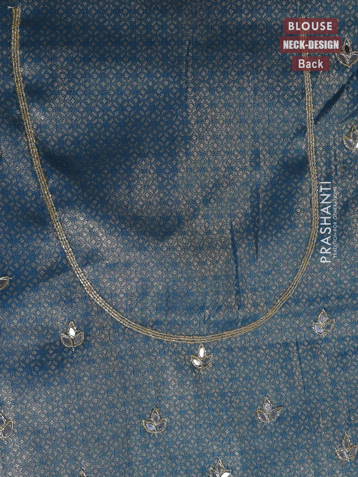 Banarasi silk saree peacock blue with allover zari woven brocade weaves and zaridosi gotapatti work border - Image 5