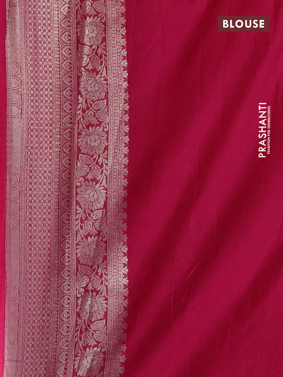 Banarasi silk saree pink with allover silver zari woven brocade weaves and silver zari woven border - Image 3