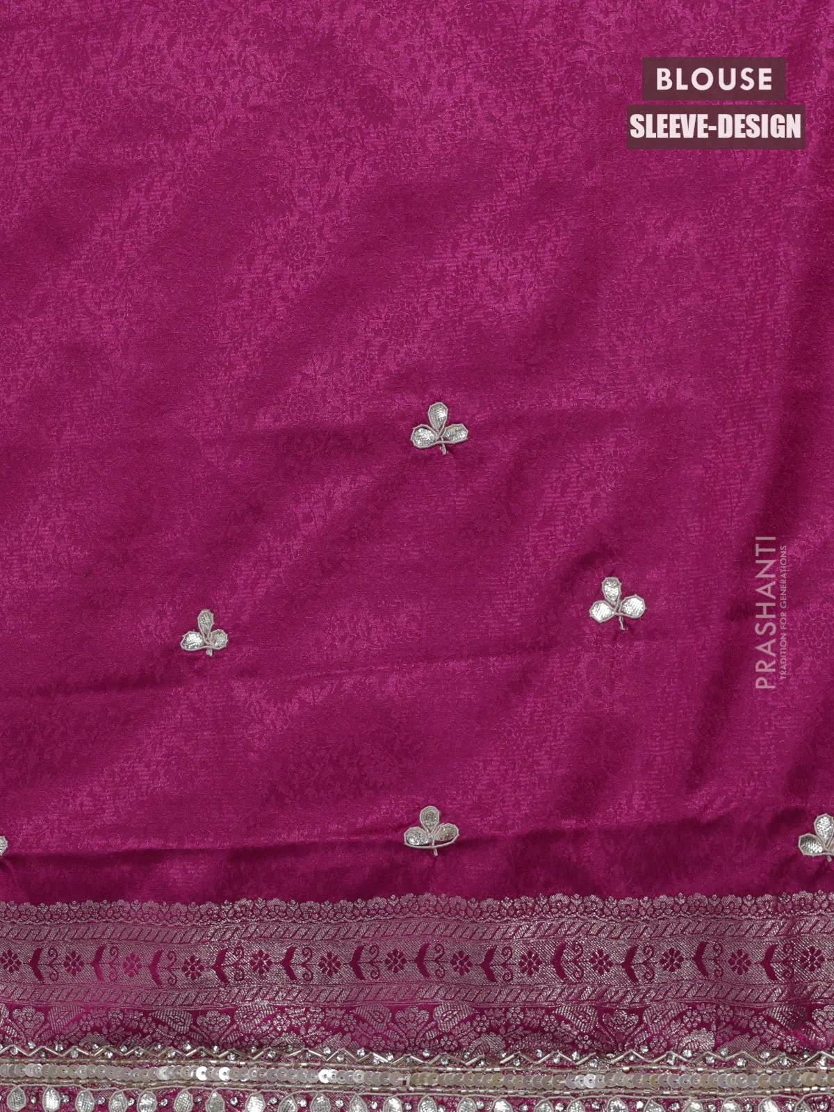 Banarasi silk saree pink with allover zari woven brocade weaves and embroidery sequin work border - Image 4