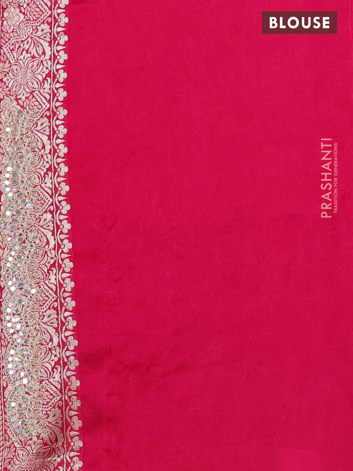 Banarasi silk saree pink with allover zari woven jaal weaves and gotapatti work border - Image 3