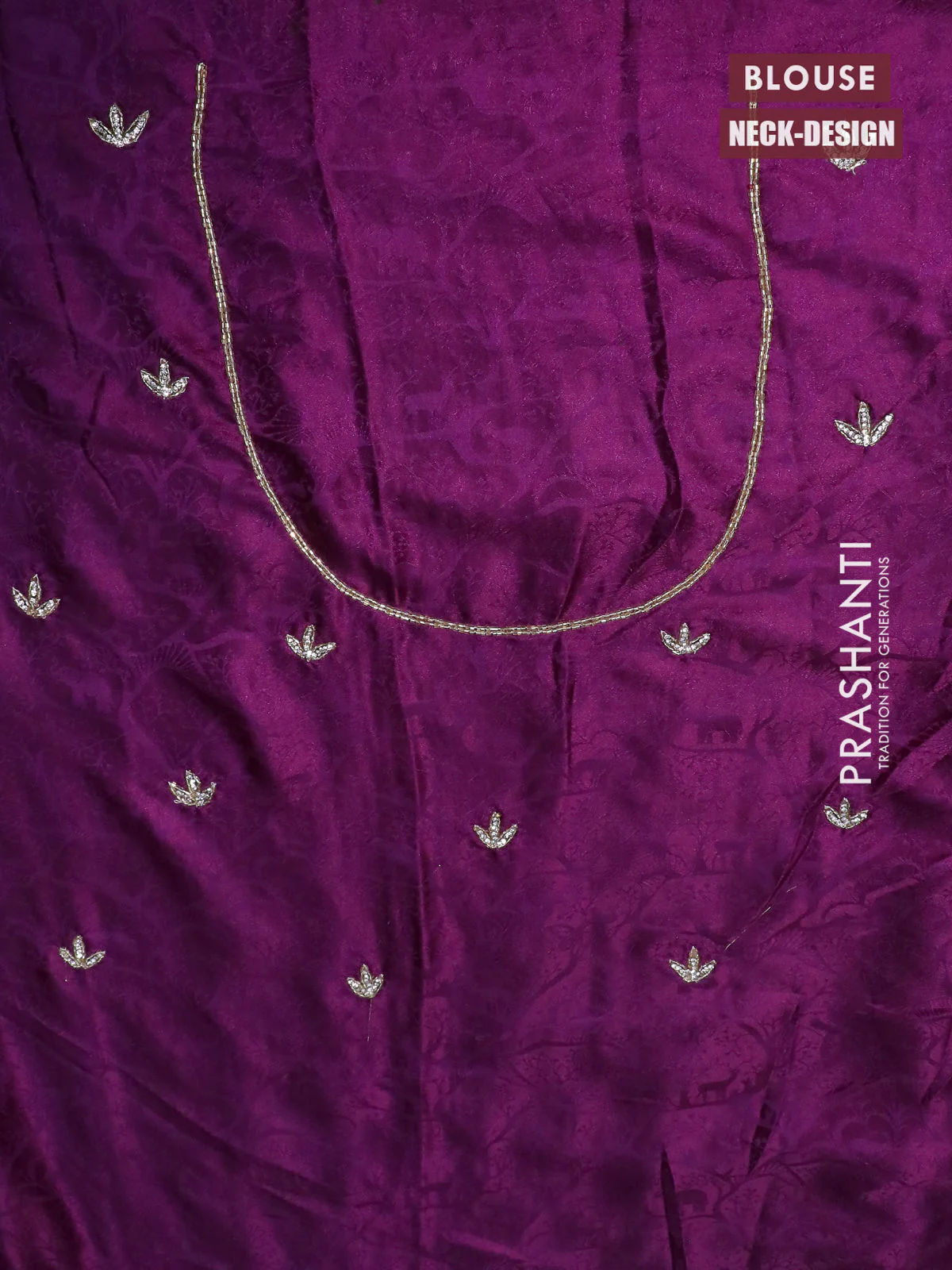 Banarasi silk saree purple with allover zari woven brocade weaves and embroidery mirror work border - Image 5